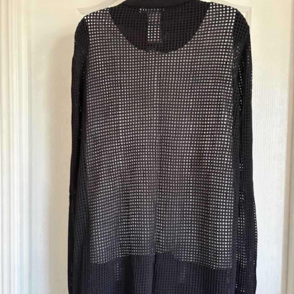 NWT Chico's Pointelle Collared Cardigan in Black - Picture 5 of 11